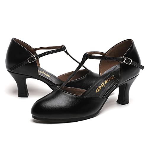 Women's T-Strap Latin Salsa Dance Heels Non-Slip Ballroom Character Shoes Wedding Prom Pumps (8.5 / Black) #TOP5