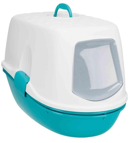 Hooded Berto Threepart Turquoise Cat Litter Tray (39x42x59cm, Taupe)