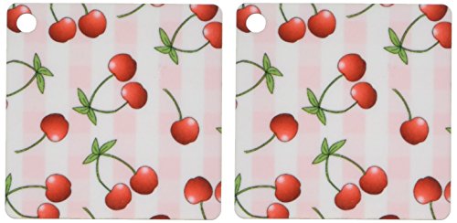 Cerises rouge sur rose porte-clés anti-perte grand format pour trousseau visible