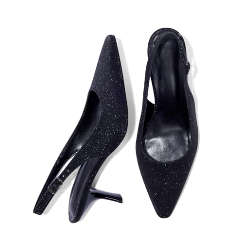 Elisabet Tang Women's Pumps 2.4 Inch Slingback Kitten Heels Closed Pointed Toe Low Heels for Bridal Dress Wedding Pumps Shoes4
