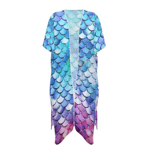 Women's Kimonos Swimsuit Coverups Bikini Swimwear Sheer Beach Cover Up Floral Print Casual Plus Size Cardigan4