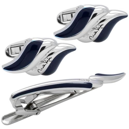 mila schon ミラ ショーン ネイビー ウェーブ カフス タイピン セット se-ms015