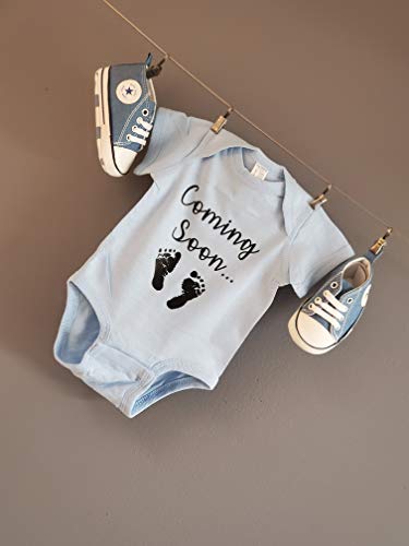 Ink Trendz Coming Soon... Baby Feet Announcement Baby Bodysuit One piece Romper Newborn (Newborn, Blue)