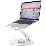 Adjustable Laptop Stand with 360 Rotating Base, OMOTON Ergonomic Laptop Riser for Collaborative Work, Dual Rotary Shaft Fully Foldable for Easy Storage, Fits MacBook / All Laptops up to 16 inches