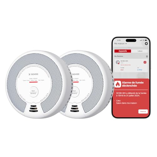 X-Sense SC06-WX Détecteur Fumée et CO Wi-Fi, Lot de 2