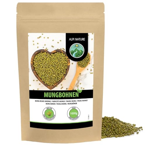 Alpi Nature Frijoles Mungo 1kg, Frijoles Mungo Verdes para Cocinar, Legumbres sin Gluten