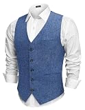COOFANDY Men Lightweight Suit Vest Tweed Vest for Business Wedding Party Prom