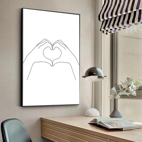 Décoration murale maison moderne : toile dessin au trait couple 35x50 cm