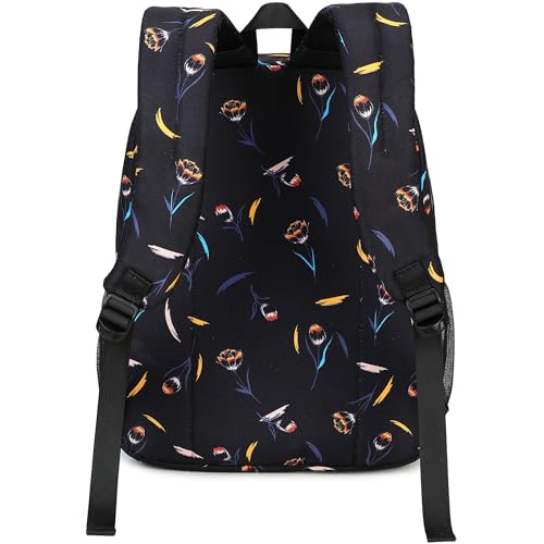 Image of abshoo Classical Basic Floral Womens School Backpack For College Teen Girls Water Resistant Bookbag (Floral Black C)
