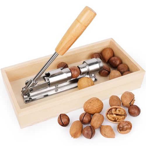 ChromLives Schiaccianoci Acciaio Inox con Vassoio di Legno