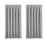 Blackout Curtains Small Curtains for Windows - Super Soft Room Darkening Pencil Pleat Curtains for Nursery Short Window Treatment with Tape Top for Bedroom 46 x 54 Inch, 2 Panels, Dove Grey
