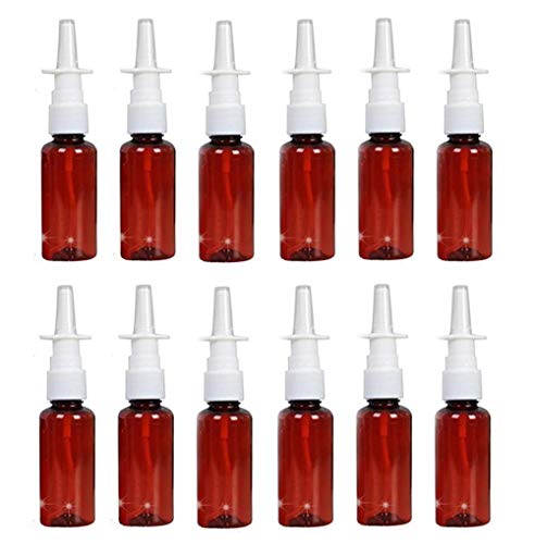 VASANA 12 botellas de spray nasal recargables de plástico ámbar, botellas de spray nasal, maquillaje de agua contenedor de viaje para perfumes aceites esenciales uso médico aplicaciones salinas