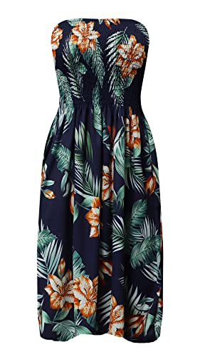 Image of Zyyfly Strapless Dress for Women Summer Beach Boho Smocked Tube Top Dress