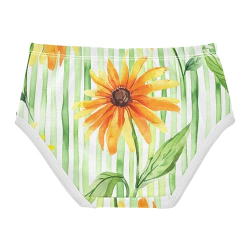 Green Stripes Orange Flowers Little Girl Panties Toddler Underwear Floral Cotton Funny Briefs Kids Undies 2t2