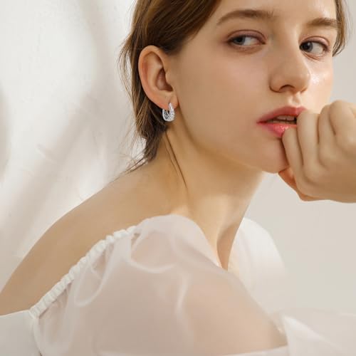 Women Chunky Hoops Earrings 925 Sterling Silver Retro Large Oval Hoops Vintage Click-Top Earring for Ladies3