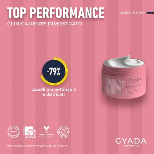 Gyada Cosmetics, Impacco Lisciante, Ristrutturante, Disciplinante, Dona Luminosità Per Capelli Setosi, Con Estratti Di Lino, Avena, Acai E Amaranto, 250 Ml - 4