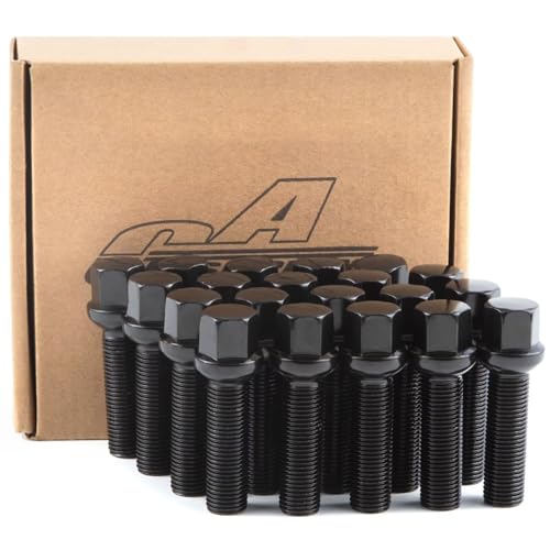GAsupply 14x1.5 Lug Bolts 40mm Shank, 20pcs R13 Ball Seat Black, 17mm Hex