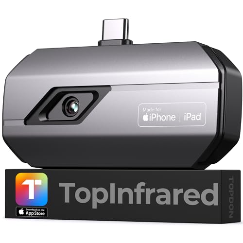 TOPDON Wärmebildkamera TC002C für iPhone15/16 Serie, 512x384 Superauflösung 256x192 IR-Auflösung, -20°C bis 550°C Temperaturbereich, 25Hz, 40mK Empfindlichkeit, Infrarot Kamera für iOS Typ-C Geräten