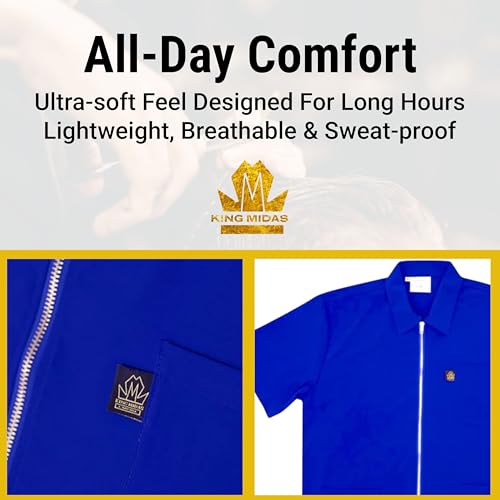 Image of King Midas Professional Barber Jacket for Men - Ultra Lightweight Short Sleeve Barber Smock