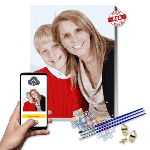 Image of Custom Paint by Numbers kit for Adults - Personalized Paint by Numbersfor Beginner Customized DlY Paint byNumbers from Photo Oil Painting on Canvas Home Wall Decor Special Handmade Gift (E:20×20 in)