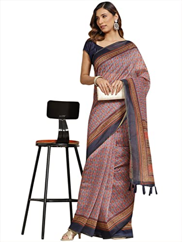 Image of Amazon Brand - Anarva Women's Kalamkari Saree With Blouse Piece