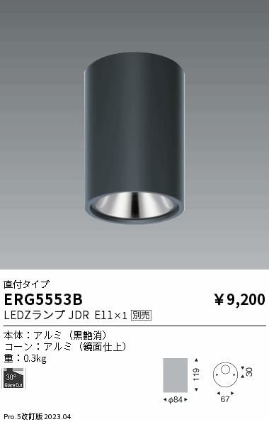Amazon | ENDO LEDシーリングダウンライト 直付用 黒 ERG5553B