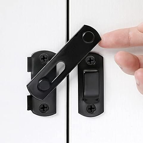 INIRET 4 Packs Barn Door Latches，2.75” x 2.02” Black Stainless Steel barn gate flip Door Latch Bi-fold Door Lock,Sliding Door Antique Lock Gate Latches Wine Cabinet Closet Door Latches Cover