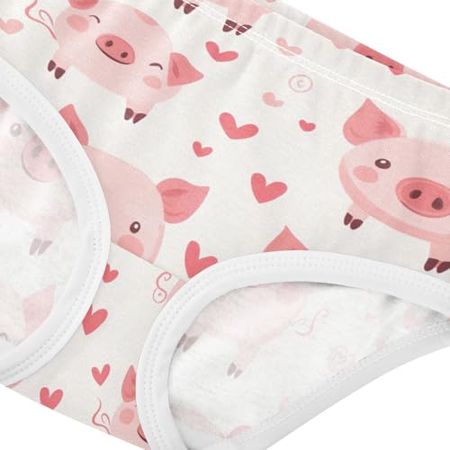 Wusikd Cute Pink Pig Girls' Underwear Cotton Hearts Girls Briefs Soft Toddler Underwear 2T4