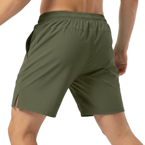 7 Inch Men Swim Trunks Gym Shorts with Mesh Liner Zipper Pocket Quick Dry Breathable for Workout Runing Beach Pool Small Solid Aqua