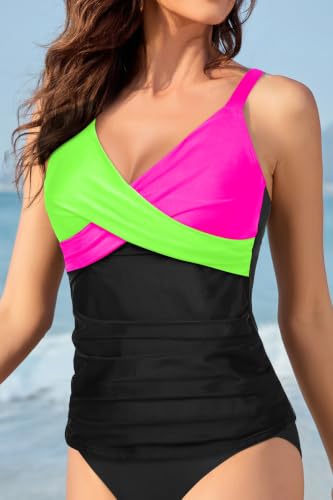 Image of Women Underwire Tankini Top Only - Twist Front V Neck Bathing Suit Swim Top Tummy Control Cross Swimsuit 2026