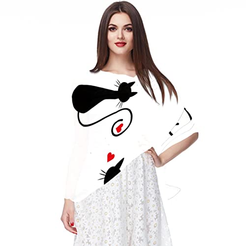 Foulard motif chat en mousseline de soie cadeau femme