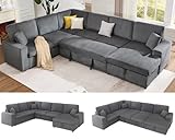 Jocisland 130' Sofa Bed, Sleeper Sofa, Pull Out Sleeper Couch with Storage, Convertible 6-Seater Sofa Bed for Living Room, Corduroy Grey