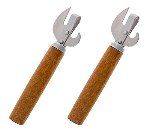 Abridor de botellas y latas universal, resistente, universal, paquete de 2, comercio divertido, apto para lavavajillas, simple, con mango de madera para camareros Cover