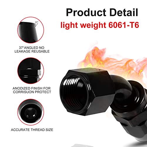 Image of 1PCS 8AN 45 Degree Swivel Hose End Fitting for Braided CPE Fuel Line Anodized Aluminum Alloy Black