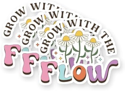 Positive Quote, Grow with The Flow Vinyl Stickers 3 Pack 3 Inch image 5