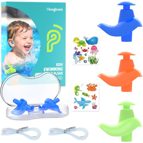 Hearprotek 3 Pairs Swimming Ear Plugs for Kids, Soft...