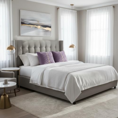 Image of Velvet Throw Pillow Covers 24x24 inch Pack of 2 Gold Decor Purple