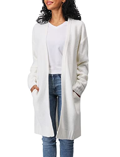 Women's Casual Comfortable Fit Open Front Cardigan Long Sleeve Knit Sweater Long Length Outwear