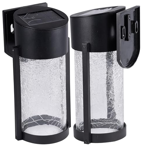 XRASKU Solar Fence Lights, Solar Wall Lights Outdoor with Constant Mode, IP65 Waterdicht Solar Lights Outdoor Geschikt voor Tuin, Muur, Fence, Patio lr-10516 (Kleur: 2 stuks)