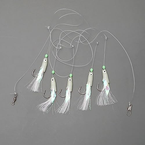 OTOTEC 15Pcs Luminous Sea Fishing Tackle Multicoloured Silk Fish Head Hook Glowing Fish Head Feather Hook Accessories for Sea Fishing - Image 4