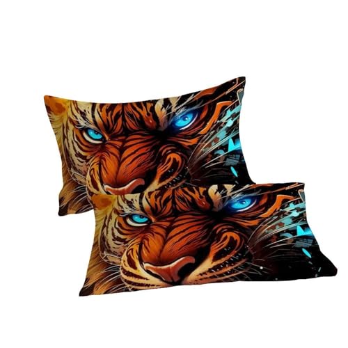 Housse de couette tigre microfibre infroissable pour simplifier la lessive des enfants