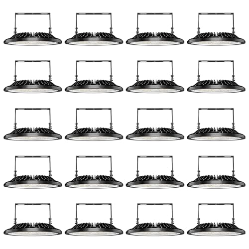 Viugreum 20 Pack 200W UFO LED High Bay Lights, 20,000LM 120V, 5000K Daylight, Alternative to 900W MH/HPS for Garage, Workshop, Barn, Factory, Warehouse