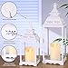 HAVITI 2 Pack Lanterns Decorative Indoor, White Farmhouse Outdoor Lantern for Porch, 17'' 12'' Floor Lantern Decor (no Glass) with 2PCS LED Flameless Candles for Wedding Home Table Front Door