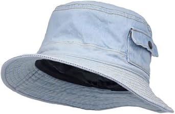 WITHMOONS Denim Bucket Hat Pocket Fishing Travel Sun Washed Cap DWB1452