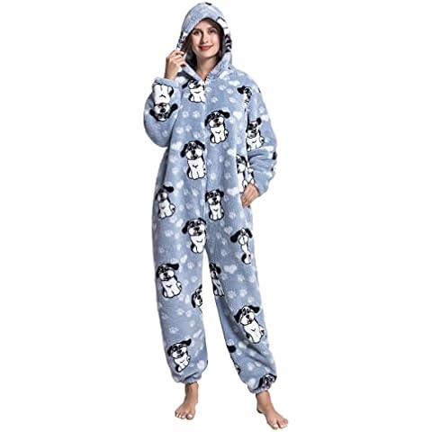 bolukets Onesies Unisex Adult Flannel Animal Pajamas Fleece Sleepwear Hooded Halloween One Piece Jumpsuit Overalls for Women Men Cover