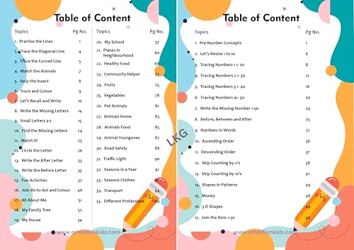 Image of AmbitionKids - Preschool LKG Worksheets - Part A & B - 150+ Pages for Alphabet, Math, Phonics, Shapes, and Early Learning Success