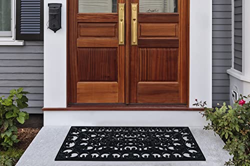 A1 Home Collections Ri1005-24 X48 Scrollwork 24 In. X 48 In. 100% Rubber Beautifully Finished Doormat, 24"X48", Black Estate #TOP3