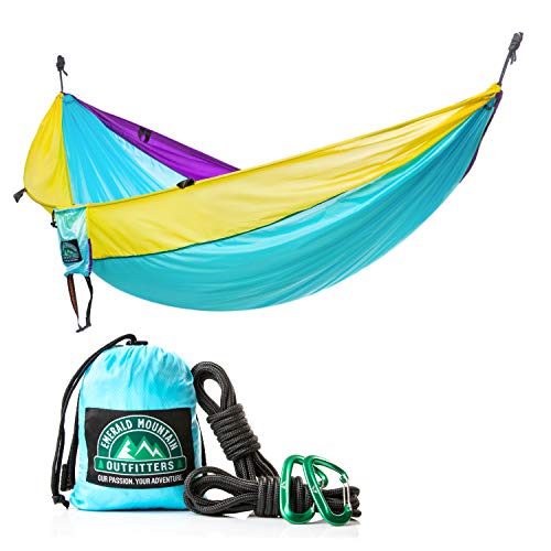 Emerald Mountain 2 Person Camping Hammock - Double Hammock, Parachute Nylon, Snag-Proof Carabiners