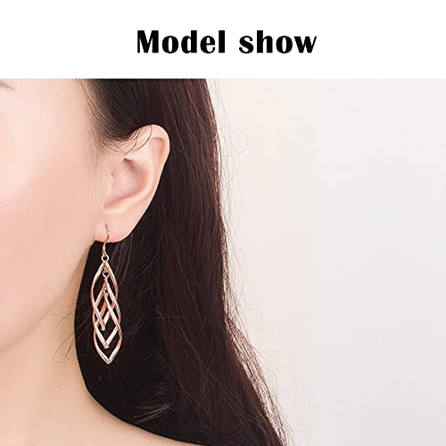 Oorbellen, Drop Dangle, dames oorbellen 925 zilver hangend, Spiraal blad, Speciaal ontwerp, Rose goudvoor dames en meisjes, Cadeau voor Moeder - Image 7