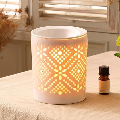 BrûleurZ De Cire Electrique,10,8×13CM Brûle Parfum Electrique,Brûle Parfum Brûleur,Brûleur Cire Fondant Parfumé pour Salon,Salle De Bain,Chambre,Bureau,Idée Cadeau Originale,Décoration Maison